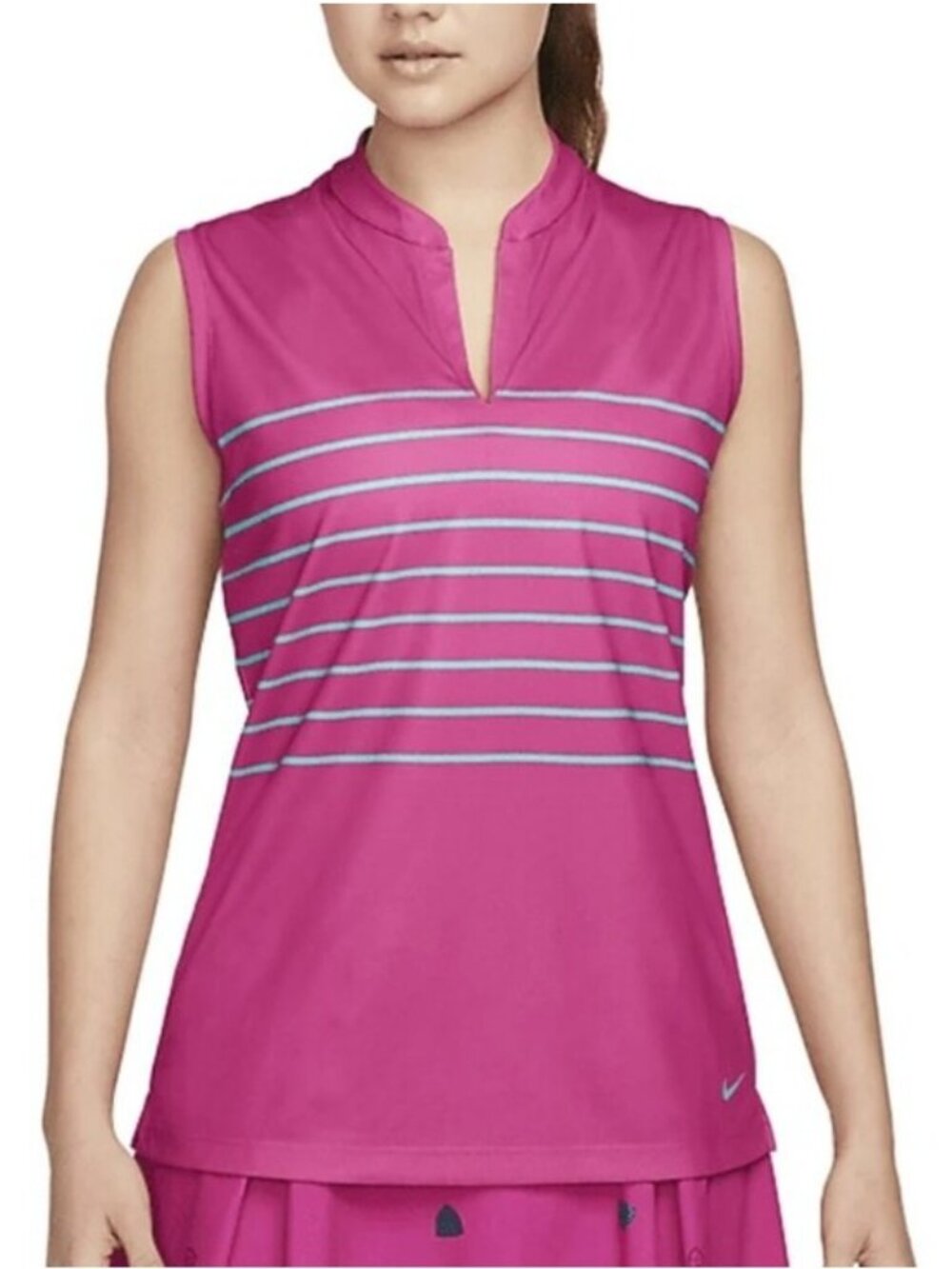 Nike Dri-Fit Victory Striped Sleeveless Pink & Teal Golf Top Women's Size XL